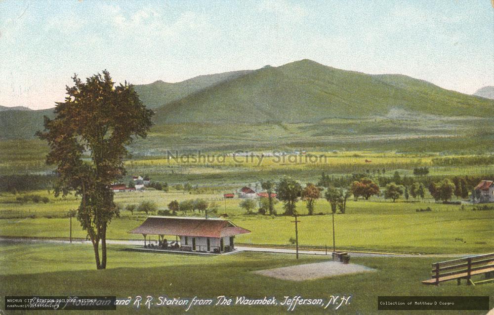 Postcard: Cherry Mountain and Railroad Station from The Waumbek, Jefferson, New Hampshire